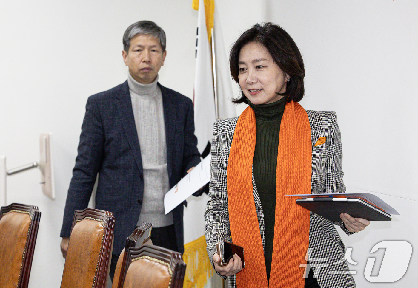 (서울=뉴스1) 이재명 기자 = 허은아 개혁신당 대표가 7일 오전 서울 여의도 국회에서 열린 최고위원회의에 참석하고 있다. 2025.2.7/뉴스1