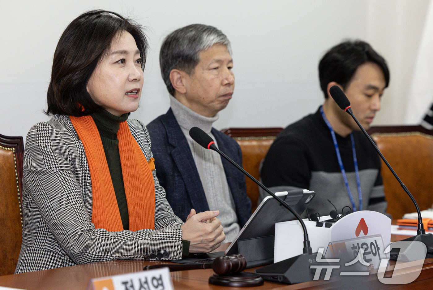 (서울=뉴스1) 이재명 기자 = 허은아 개혁신당 대표가 7일 오전 서울 여의도 국회에서 열린 최고위원회의에서 발언을 하고 있다. 2025.2.7/뉴스1