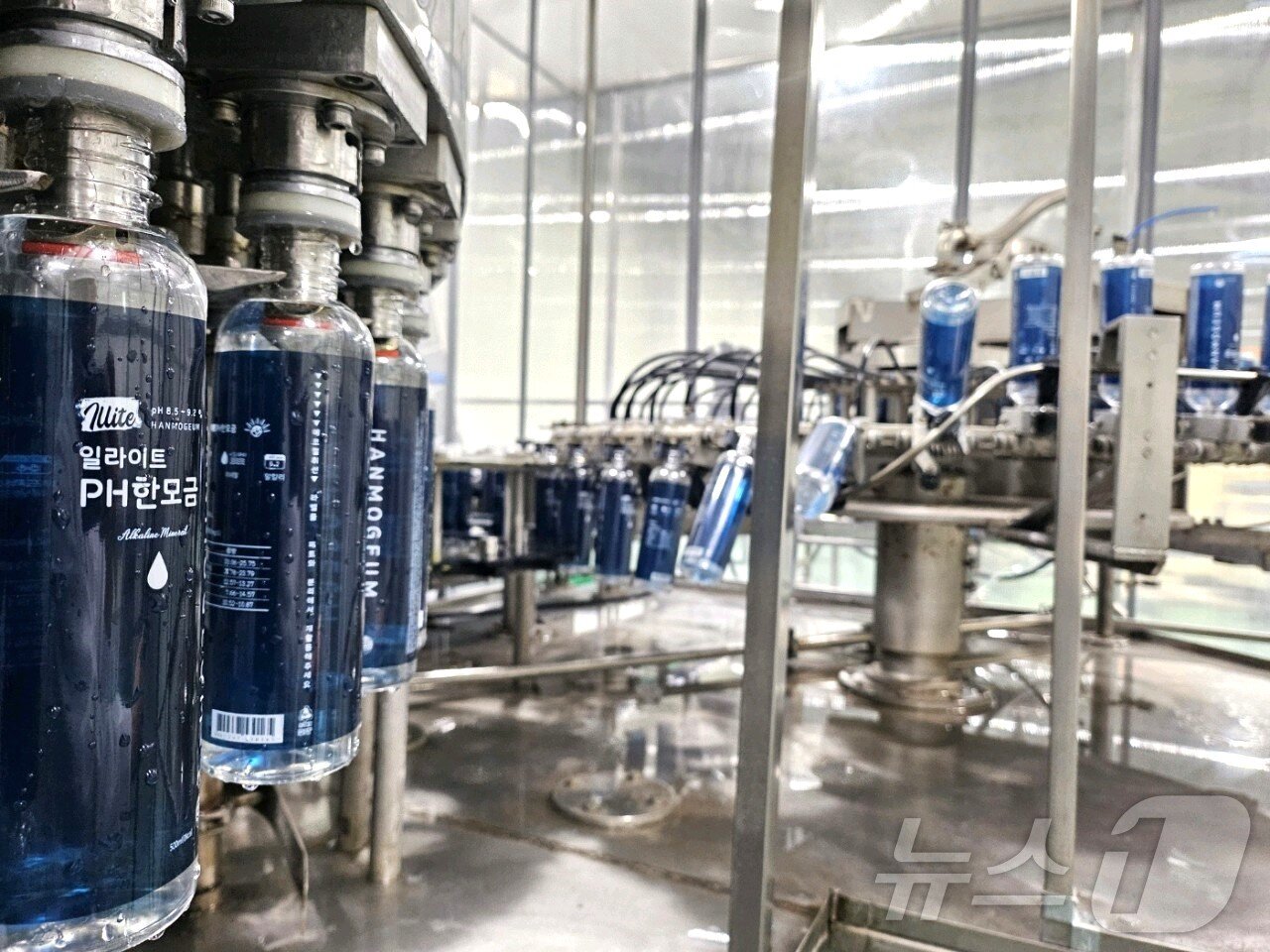 본문 이미지 - (주)물애담의 '일라이트(illite) 이온 알칼리수' 생산라인./뉴스1 