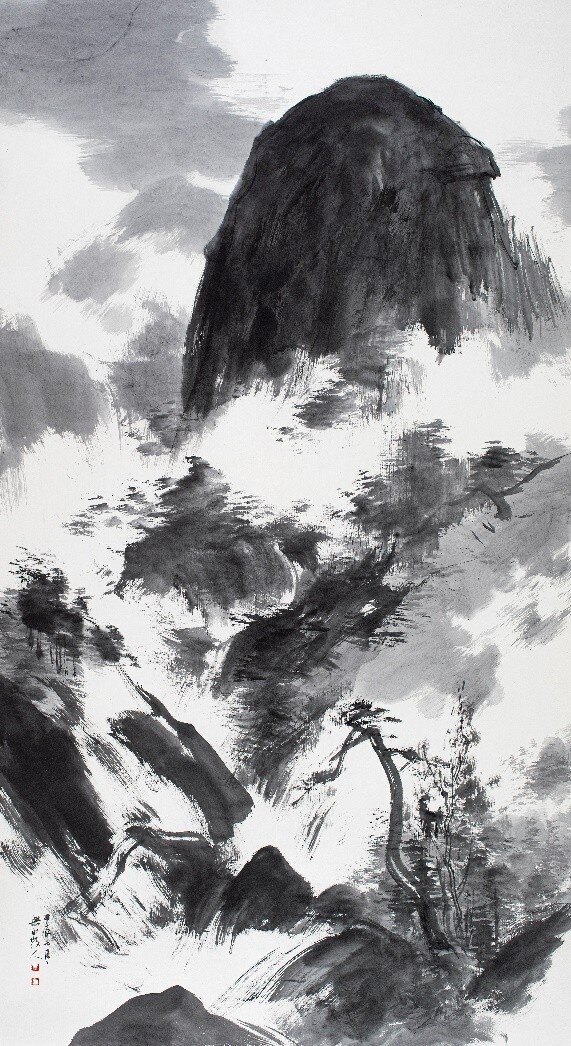 본문 이미지 - 무여 문봉선, 인수봉 仁壽峰 지본수묵, 180&times;96㎝, 2023 &#40;공화랑 제공&#41;