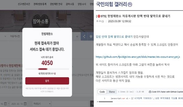 '매크로 동원' 尹지지자 헌재 게시판 글 27만 건…업무방해죄 해당되나