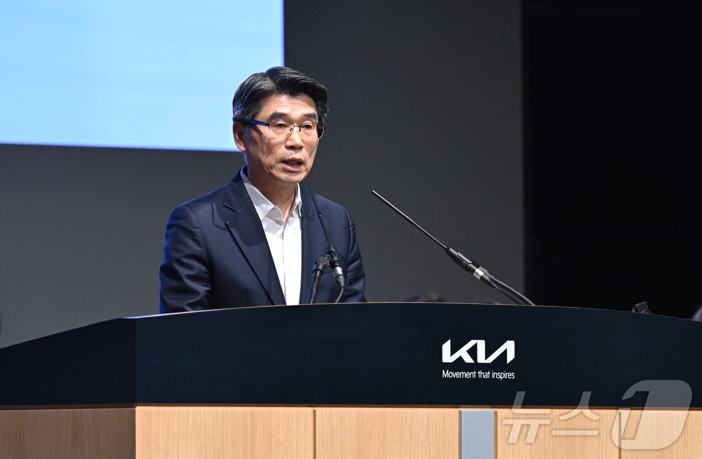 본문 이미지 -  기아는 14일 오전 서울 서초구 양재동 엘타워에서 제81기 정기 주주총회를 개최했다. 사진은 송호성 기아 사장.(기아 제공) 