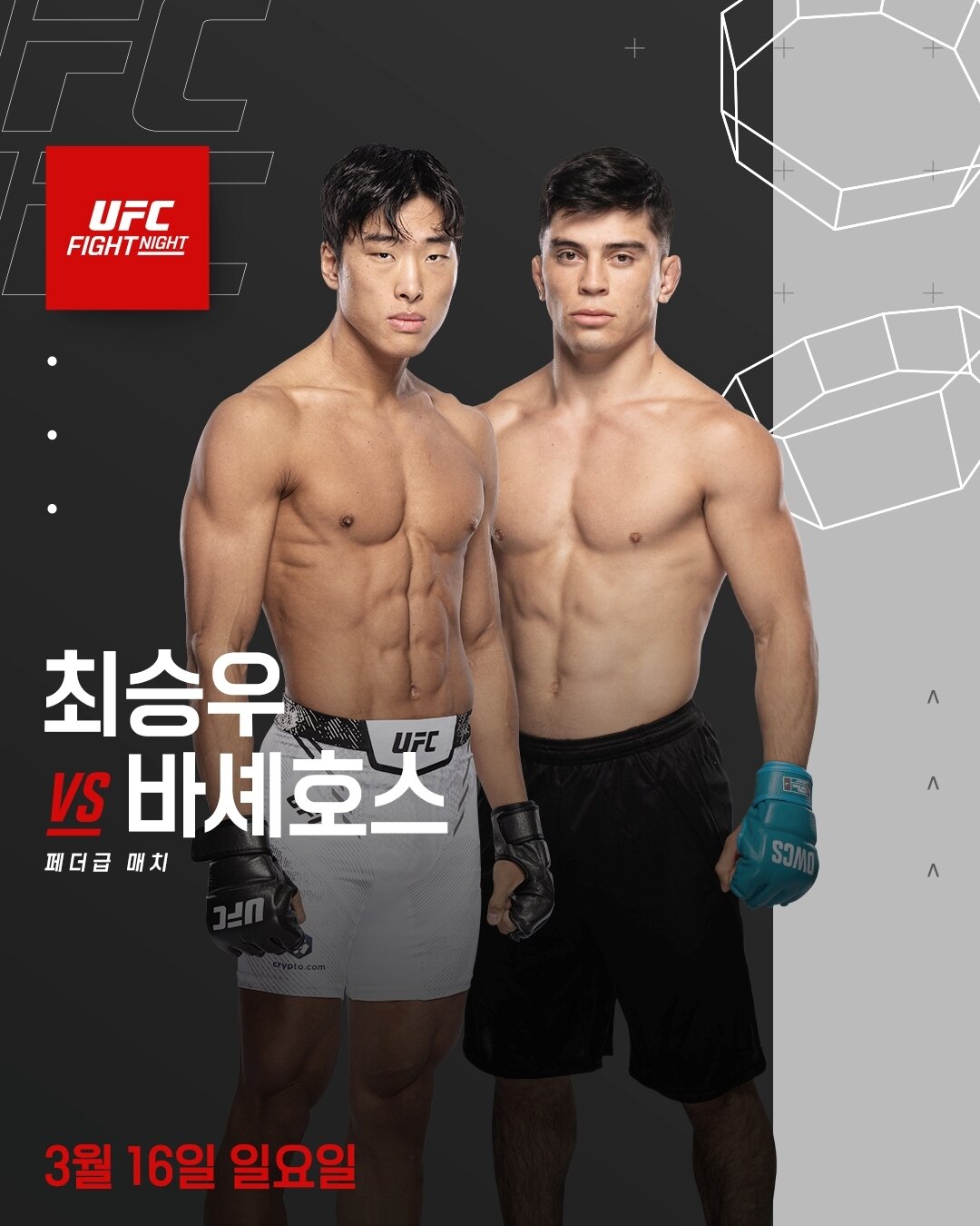 본문 이미지 - 최승우는 케빈 바셰호스와 페더급에서 격돌한다.&#40;UFC 제공&#41;