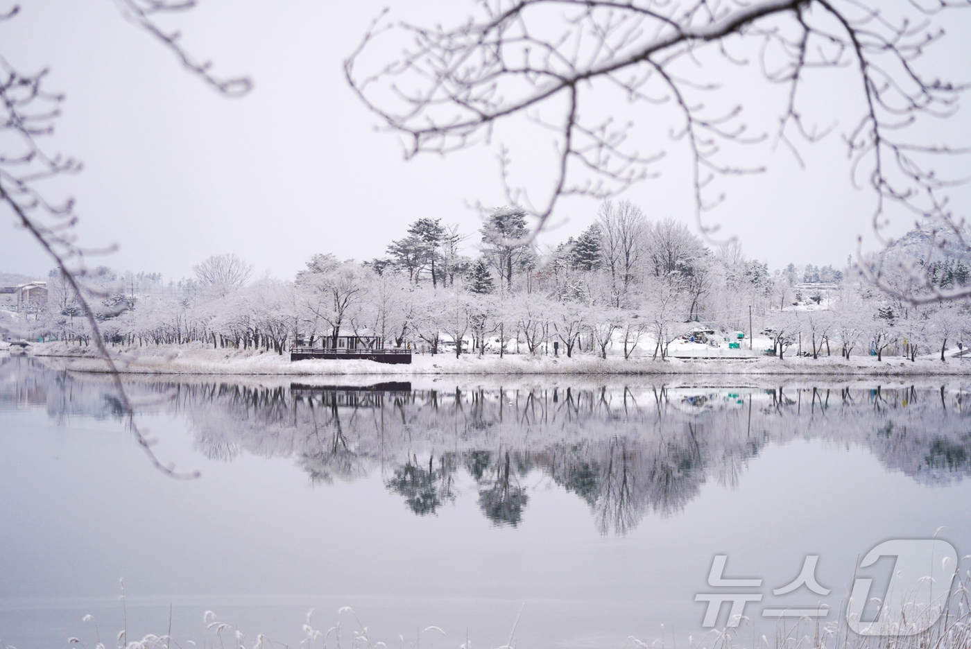 (속초=뉴스1) 윤왕근 기자 = 강원 산간과 동해안에 많은 눈이 내린 18일 속초시 영랑호 일대가 설국으로 변해 있다.(속초시 제공, 재판매 및 DB 금지) 2025.3.18/뉴스 …