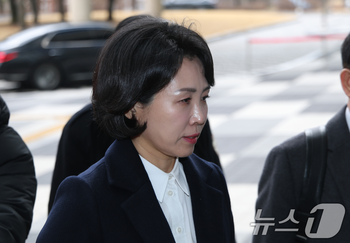 (수원=뉴스1) 김영운 기자 = '공직선거법 위반' 혐의로 1심에서 벌금형을 선고받은 이재명 더불어민주당 대표 배우자 김혜경 씨가 18일 오후 경기 수원시 영통구 수원지방법원에서 …