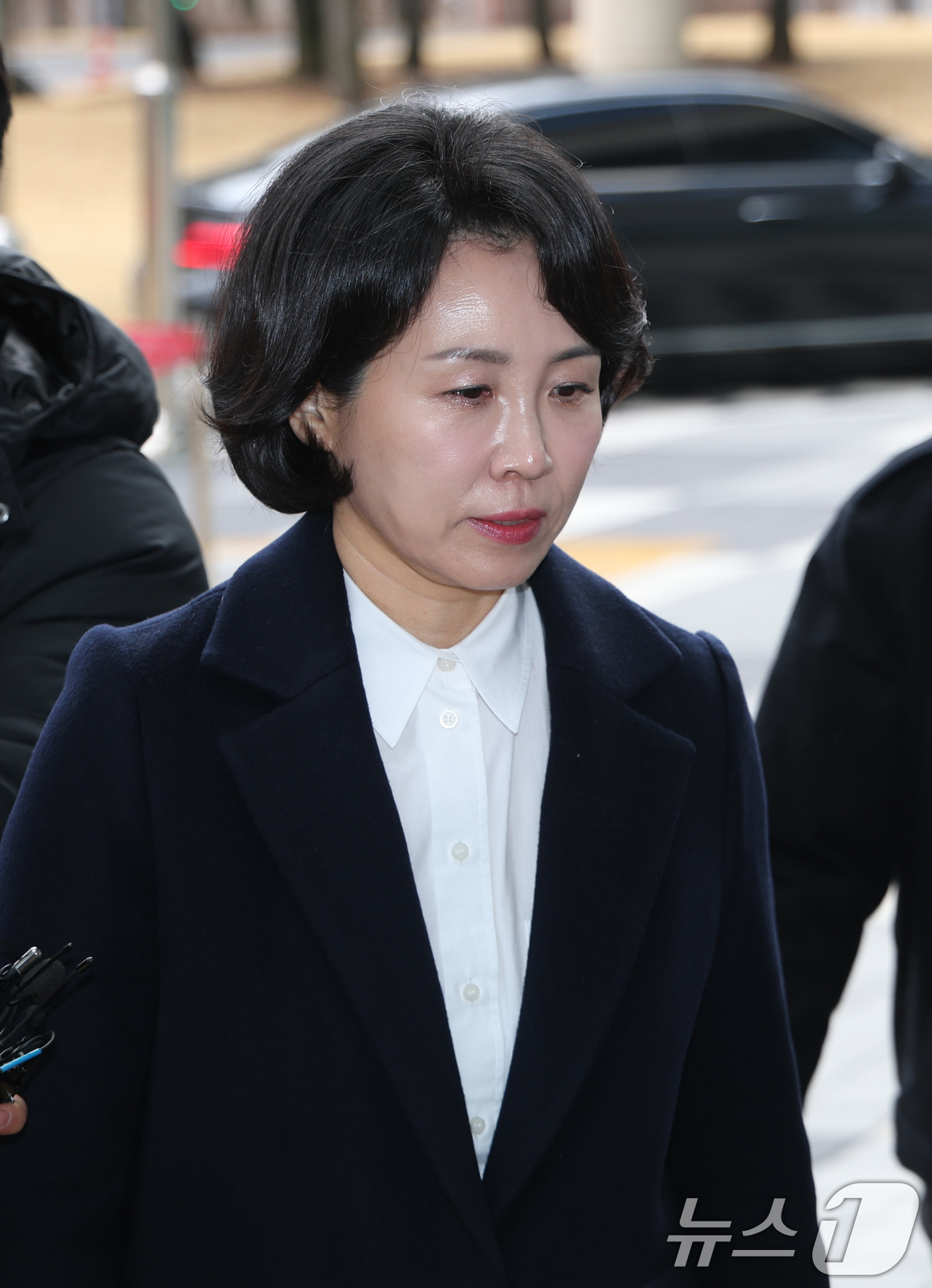 (수원=뉴스1) 김영운 기자 = '공직선거법 위반' 혐의로 1심에서 벌금형을 선고받은 이재명 더불어민주당 대표 배우자 김혜경 씨가 18일 오후 경기 수원시 영통구 수원지방법원에서 …