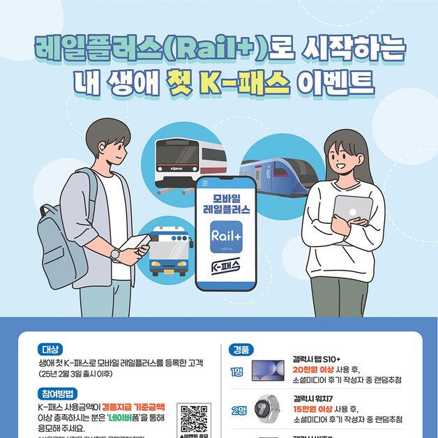 코레일 '모바일 레일플러스·K-패스 연계' 이벤트…총 206명 선정