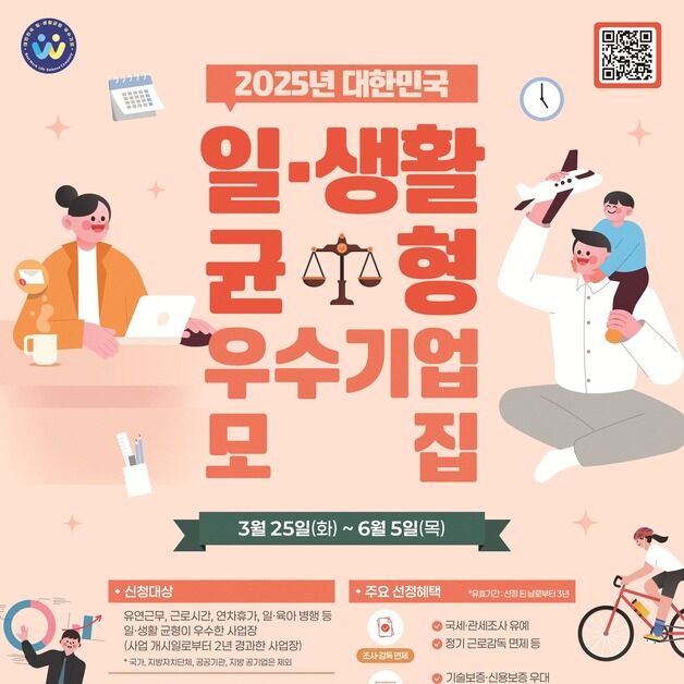 일·생활 균형 우수기업 모집…근로감독 면제·금리 우대 인센티브