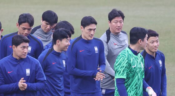 밝은 표정의 대한민국 축구대표팀