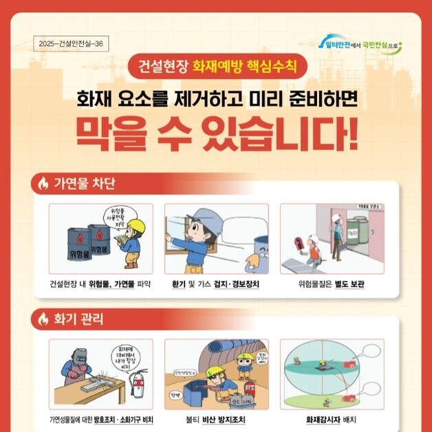 건조한 봄철 노동 현장 화재 사고 없도록…고용부, 집중점검 착수
