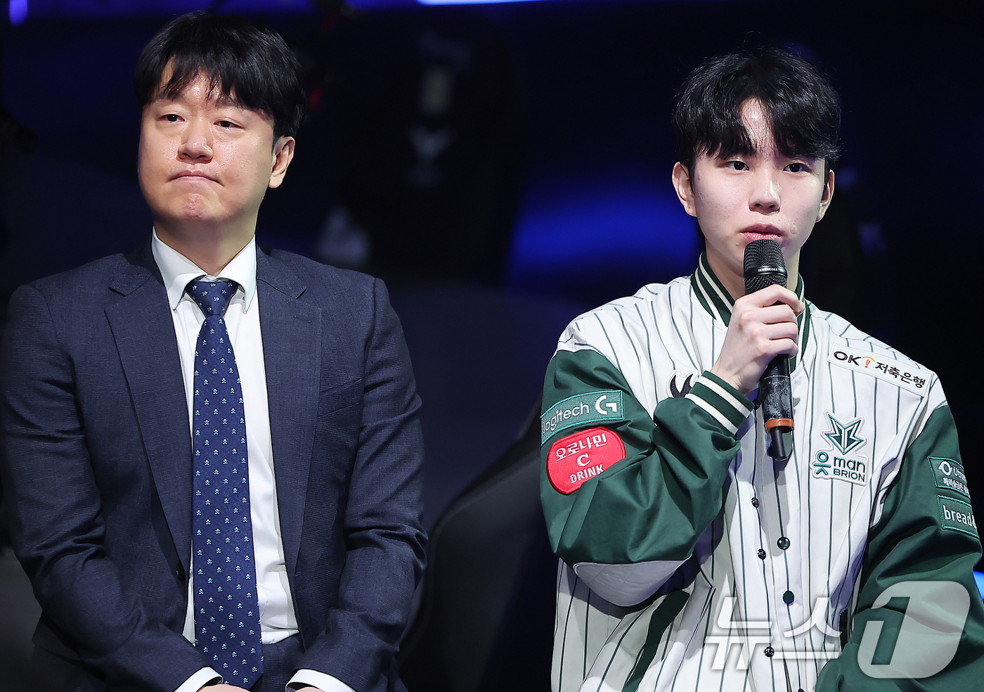 (서울=뉴스1) 김진환 기자 = OK저축은행 브리온 '모건' 박루한이 26일 오후 서울 종로구 롤파크 LCK(리그 오브 레전드 챔피언스 코리아) 아레나에서 열린 '2025 LoL …