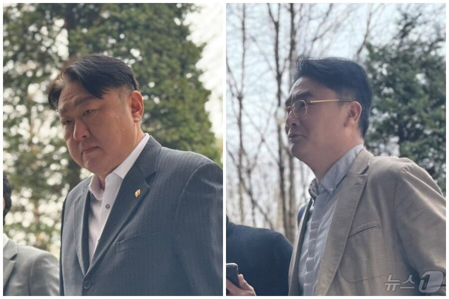 본문 이미지 - 뇌물수수 혐의를 받는 국민의힘 출신 신충식(무소속·서구4) 시의원과 조현영(국민의힘·연수구4) 시의원은 27일 오후 2시 10분쯤 인천시 미추홀구 인천지법 영장심사장에 구속 전 피의자 심문(영장실질심사)를 받기 위해 모습을 드러냈다.2025.3.27/뉴스1 ⓒ News1 박소영 기자