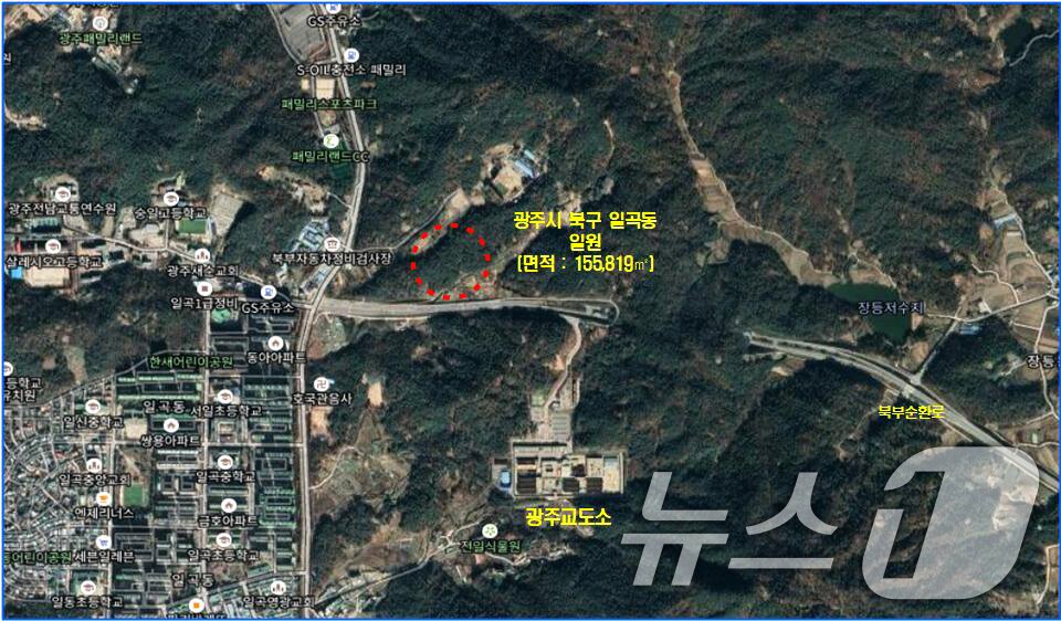 본문 이미지 - 광주구치소 신축 부지.(조석호 광주시의원 제공. 재판매 및 DB 금지) ⓒ 뉴스1 박준배 기자