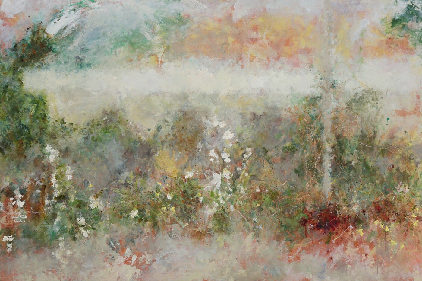 본문 이미지 - 강명희, 접시꽃 蜀葵, 2023, 캔버스에 유채, 97x146cm (서울시립미술관 제공)