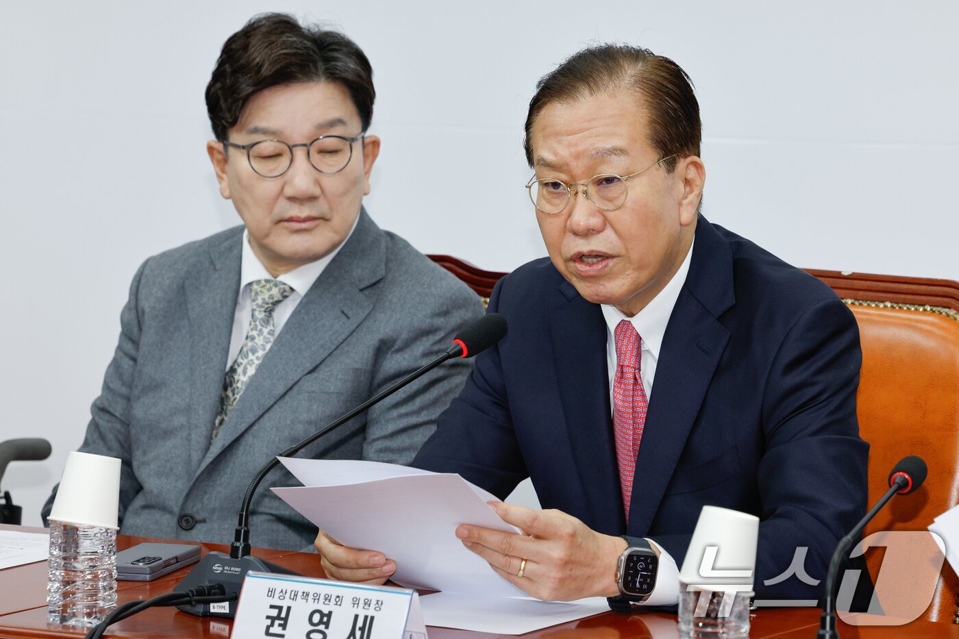 본문 이미지 - 권영세 국민의힘 비상대책위원장이 6일 오전 서울 여의도 국회에서 열린 비상대책위원회의에 참석해 모두 발언하고 있다. 2025.3.6/뉴스1 ⓒ News1 안은나 기자