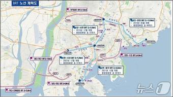 본문 이미지 - BRT 노선 계획도.(부산시청 제공. 재판매 및 DB 금지)