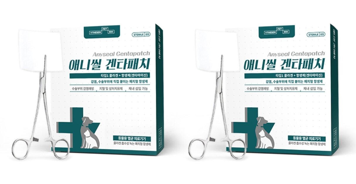 본문 이미지 - 더셈펫바이오의 국내 최초 동물 전용 콜라겐 패치형 겐타마이신 항생제 '애니씰 겐타패치' (더셈펫바이오 제공) ⓒ 뉴스1
