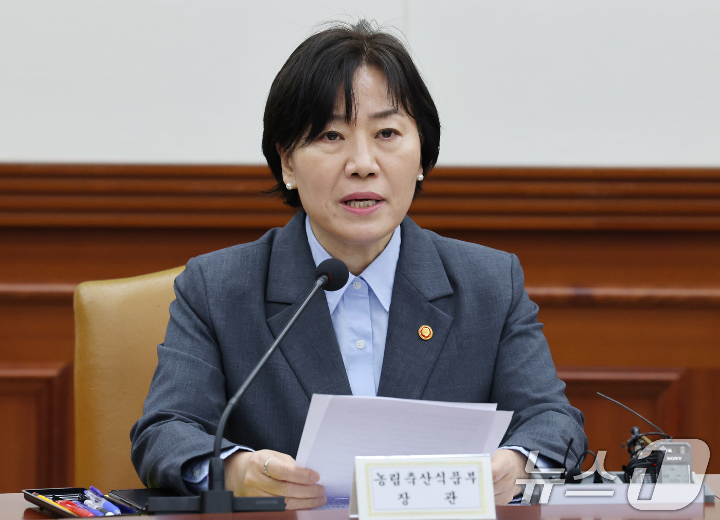 (서울=뉴스1) 임세영 기자 = 송미령 농림축산식품부 장관이 2일 서울 종로구 정부서울청사에서 열린 경제관계장관회의에서 발언을 하고 있다. 2025.4.2/뉴스1