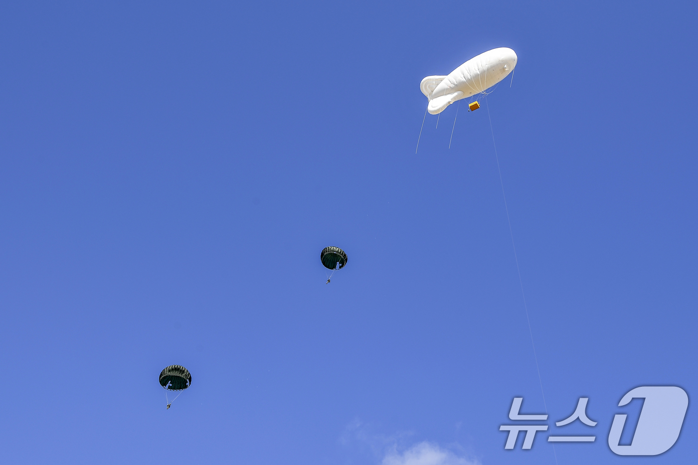 (포항=뉴스1) 최창호 기자 = 2일 해병대 1사단이 경북 포항 주둔지와 북구 송라면 조사리 훈련장에서 정기강하 훈련을 하고 있다.훈련에는 공정 1대대 150여명의 장병들이 참여한 …