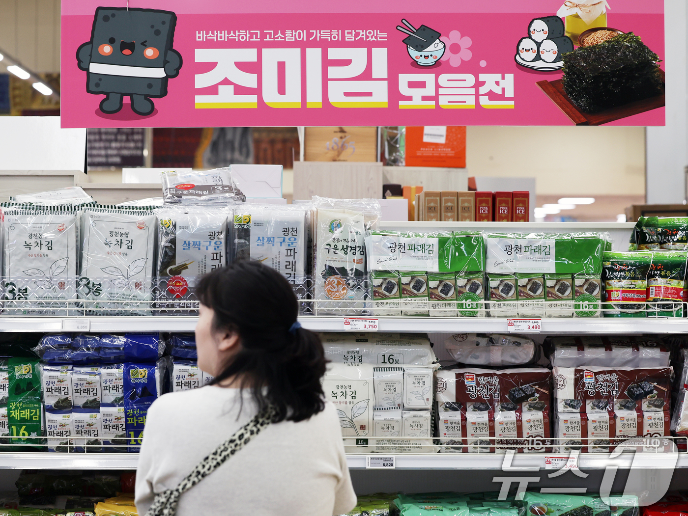 (서울=뉴스1) 황기선 기자 = 21일 서울시내 한 대형마트에 김이 진열돼 있다.이날 한국농수산식품유통공사(aT) 농식품수출정보 월별품목별실적에 따르면 1분기 김 수출량은 1만 1 …