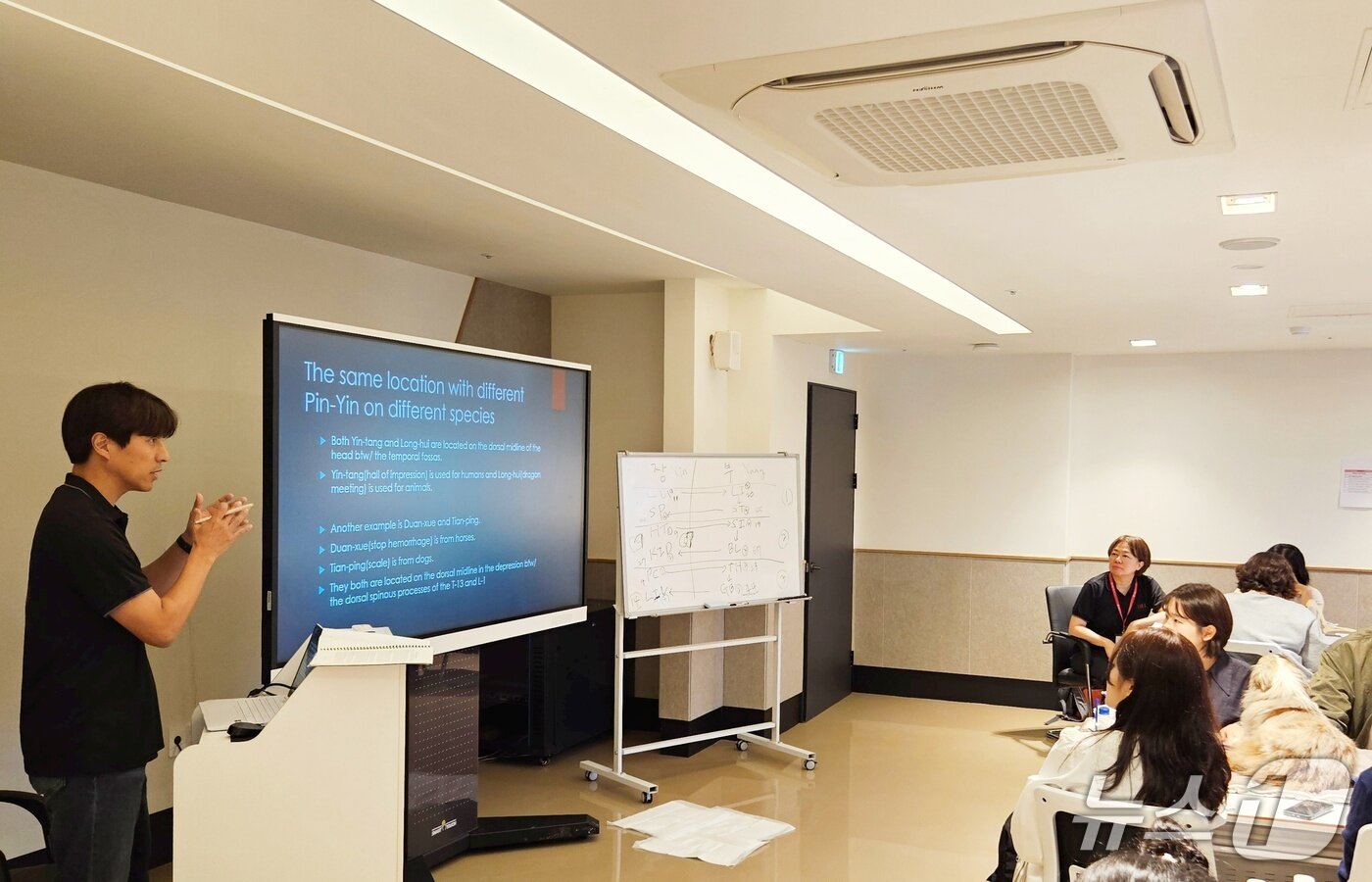 본문 이미지 - 침치료인증수의사 수업이 22일 서울 강남구 VIP동물한방재활의학센터 by Dr. 신사경에서 열렸다. ⓒ 뉴스1 최서윤 기자
