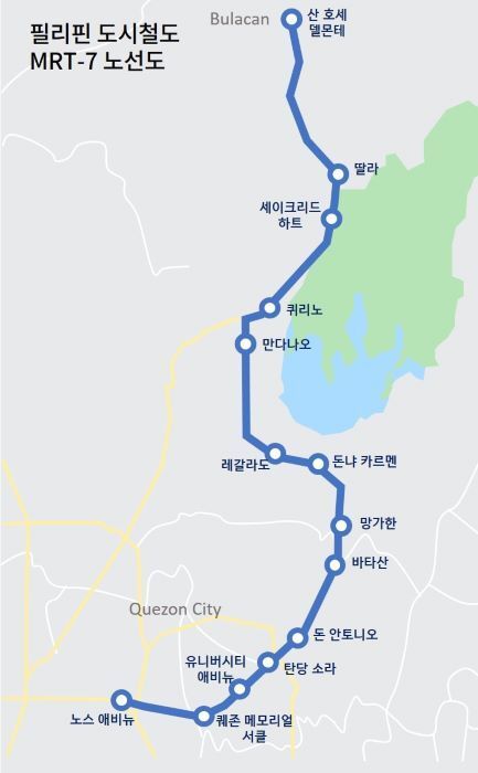 본문 이미지 - 필리핀 MRT-7 노선도.(한국철도공사 제공)
