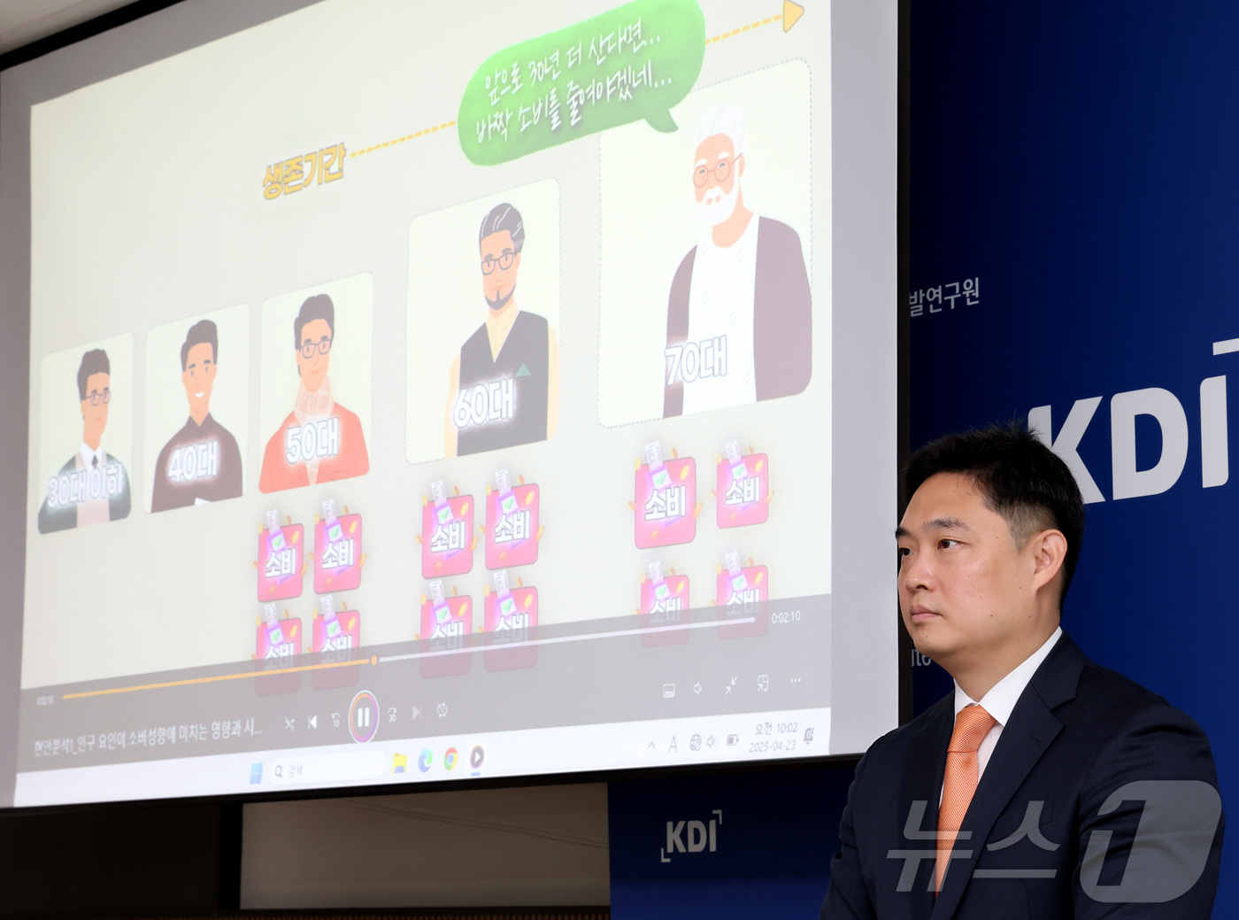 (세종=뉴스1) 김기남 기자 = 김미루 KDI 연구위원이 23일 세종시 정부세종청사에서 인구 요인이 소비성향에 미치는 영향과 시사점에 대한 연구 내용을 발표하고 있다.