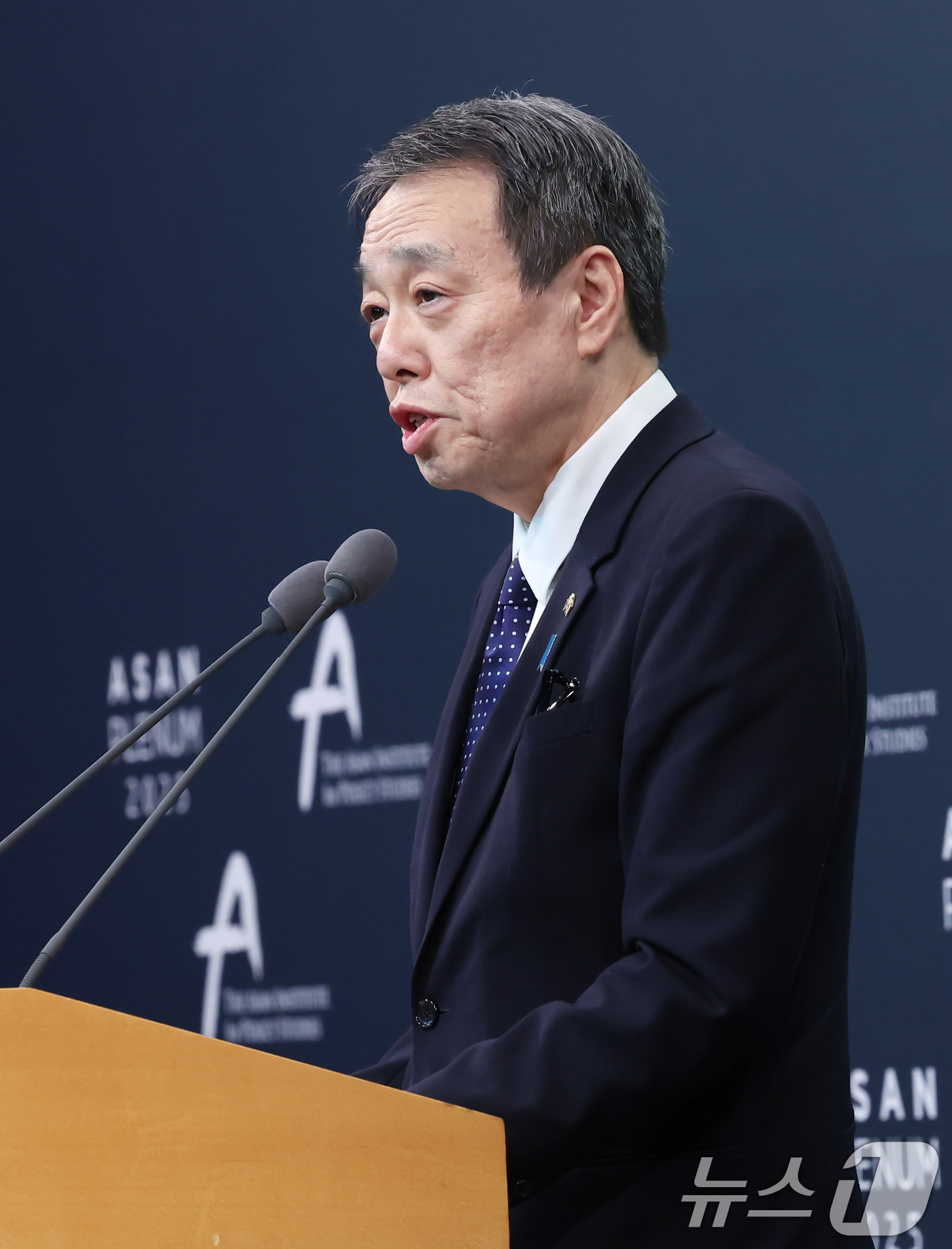 (서울=뉴스1) 장수영 기자 = 미즈시마 코이치(Mizushima Koichi) 주한 일본대사가 23일 오전 서울 용산구 그랜드하얏트 호텔에서 열린 '아산 플래넘 2025'에서 축 …