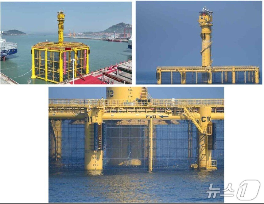 본문 이미지 - 중국이 지난해 서해 한중 잠정조치수역&#40;PMZ&#41;에 설치한 &#39;선란 2호 &#39;.&#40;엄태영 국민의힘 의원실 제공&#41;