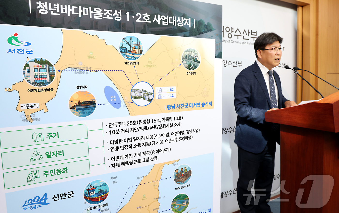 (세종=뉴스1) 김기남 기자 = 박승준 해양수산부 어촌양식정책관이 24일 세종시 정부세종청사에서 어촌·연안 활력 제고방안의 일환으로 실시한 청년바다마을 조성 사업의 사업 추진 경과 …