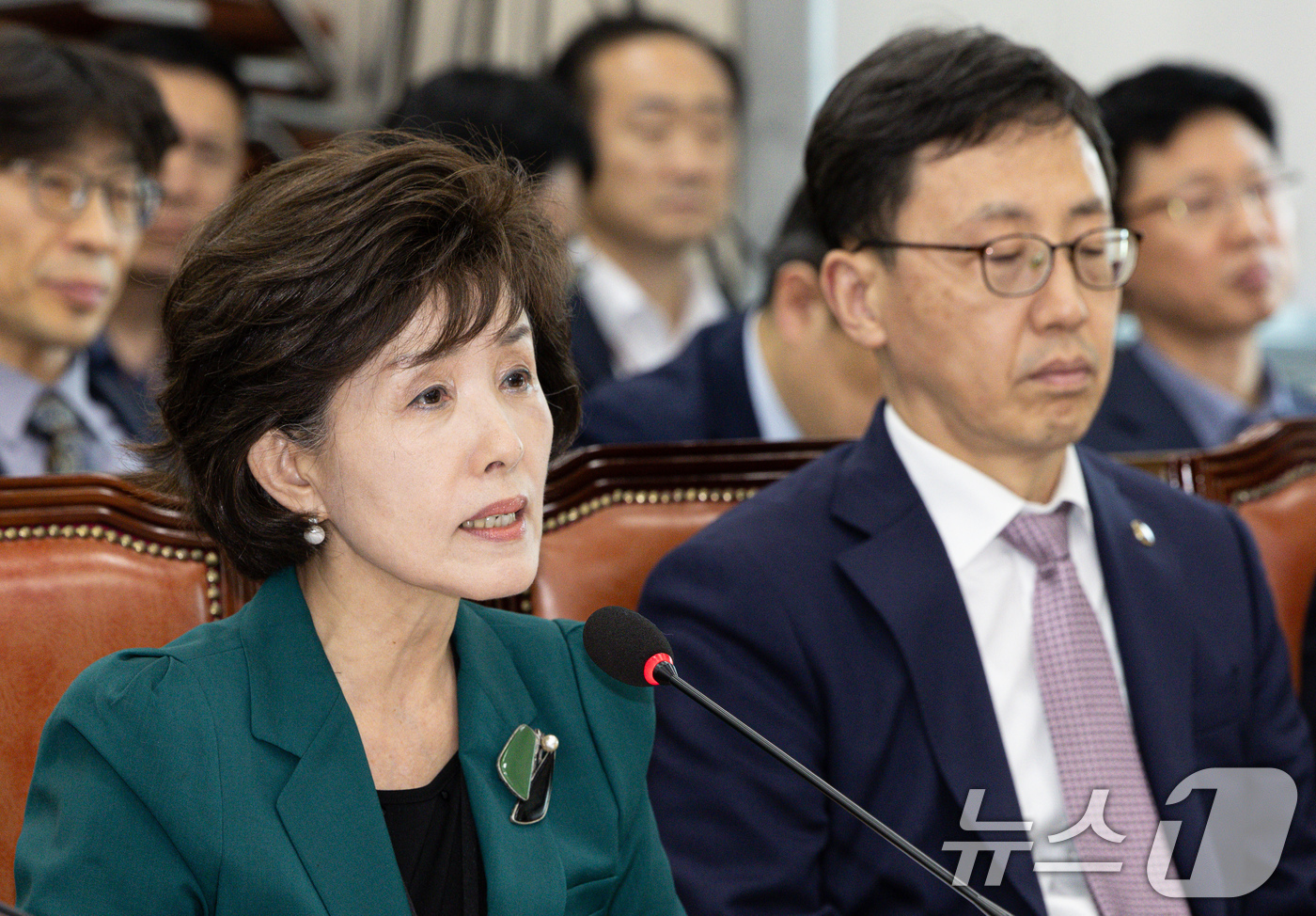 (서울=뉴스1) 이재명 기자 = 박선영 진실화해를위한과거사정리위원회 위원장이 24일 오후 서울 여의도 국회에서 열린 행정안전위원회 전체회의에서 신정훈 위원장의 퇴장 요청을 거부하고 …