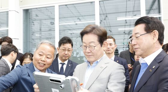 에너지자립형 온실 둘러보는 이재명 후보