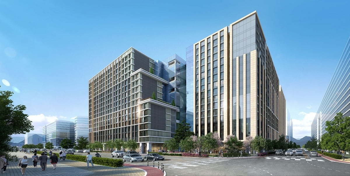 본문 이미지 -  롯데건설의 시니어 레지던스 마곡 VL르웨스트 투시도. 