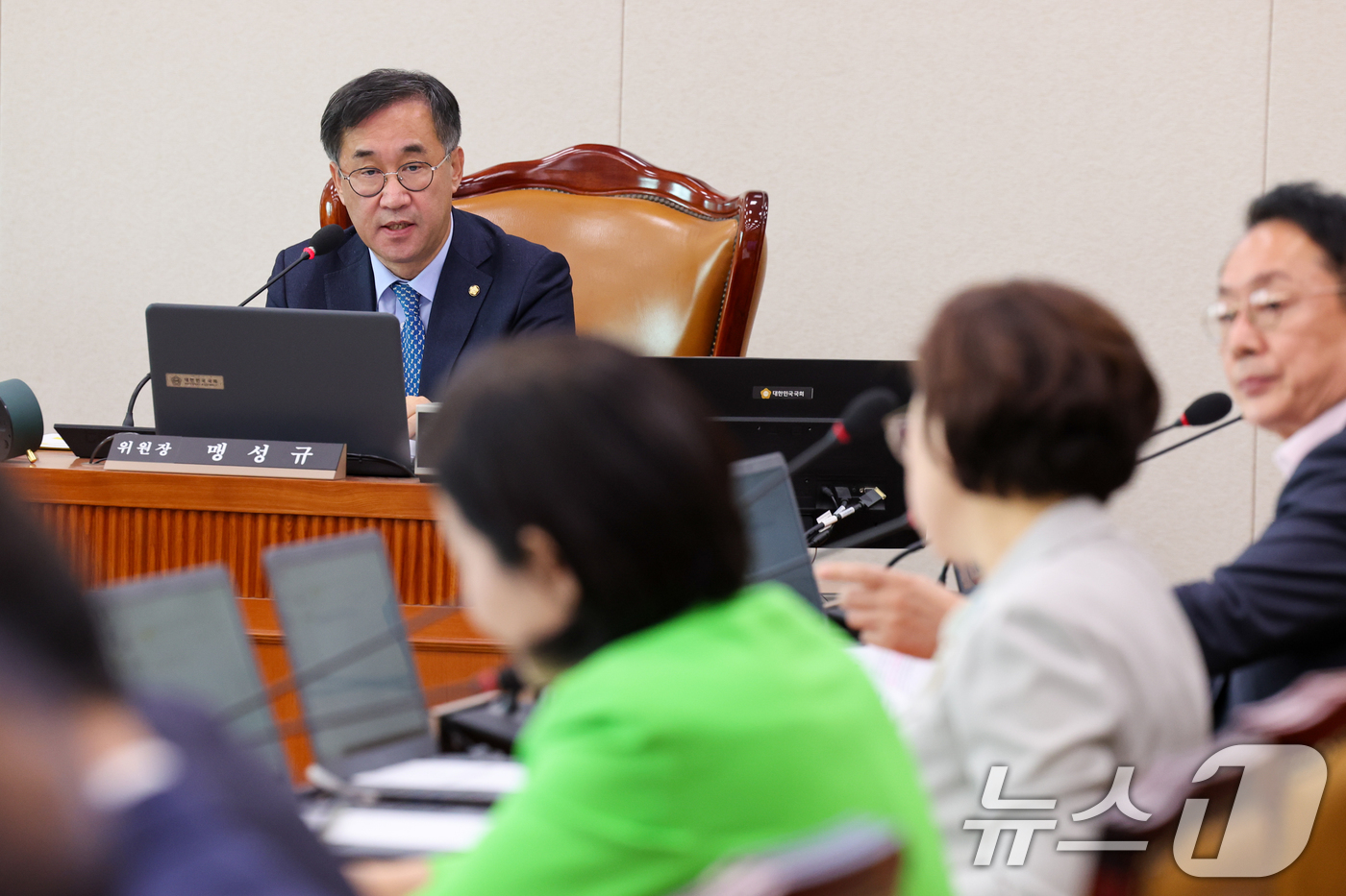 (서울=뉴스1) 안은나 기자 = 29일 오후 서울 여의도 국회에서 열린 국토교통위원회 제424회국회(임시회) 제3차 전체회의에서 맹성규 위원장이 2025년도 제1회 추가경정예산안( …