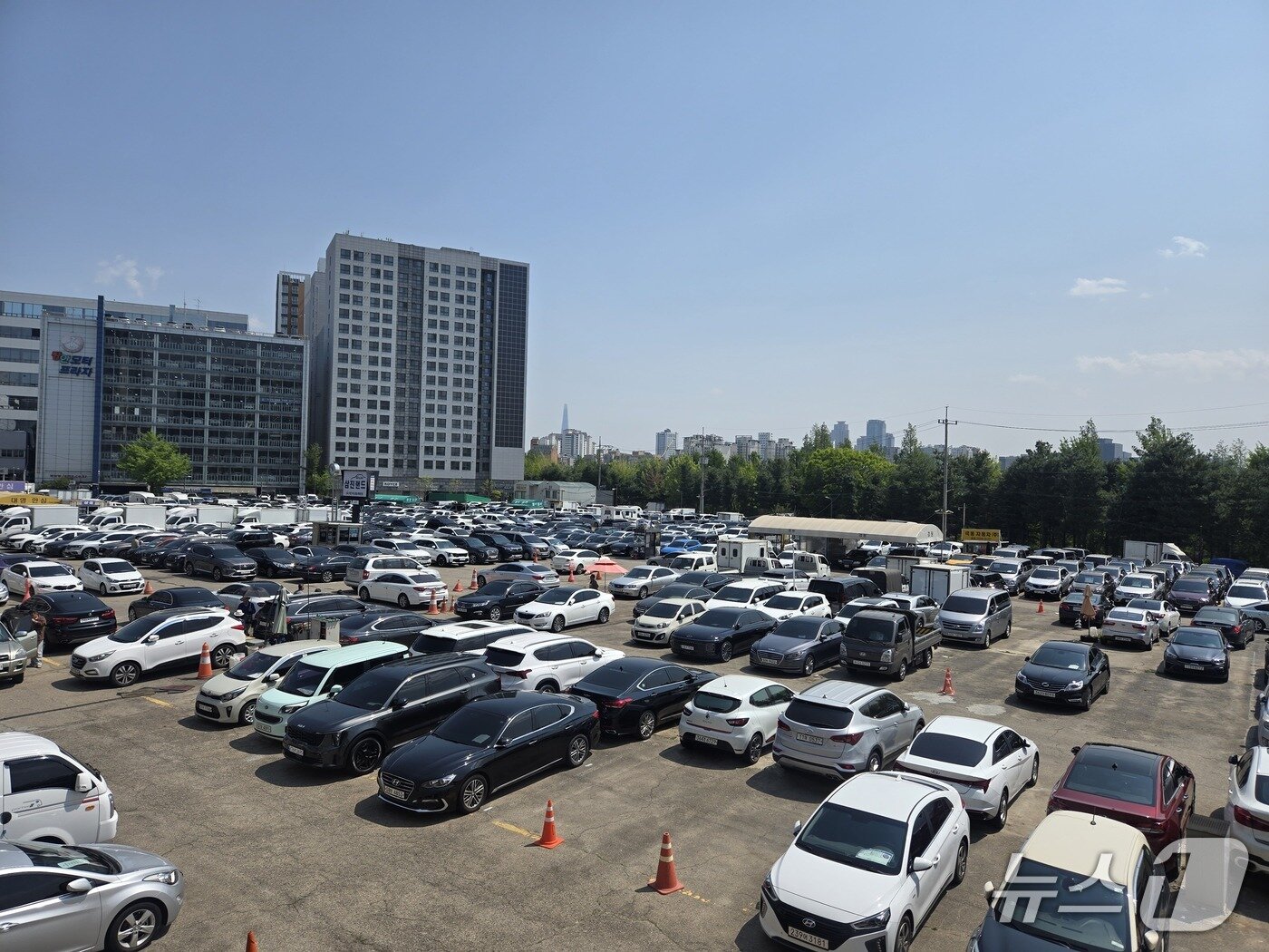 본문 이미지 - 8일 서울 성동구 장안평 중고차 매매단지 1층 야외 전시장. 1만9000여㎡(약 6000평) 규모의 전시장에 어림 잡아 1000여대의 차량이 고객들을 기다리고 있다. 2025.04.28/뉴스1 김성식 기자