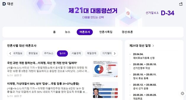 포털 다음, 대선 특집 페이지 오픈…"허위정보 신속 대응"