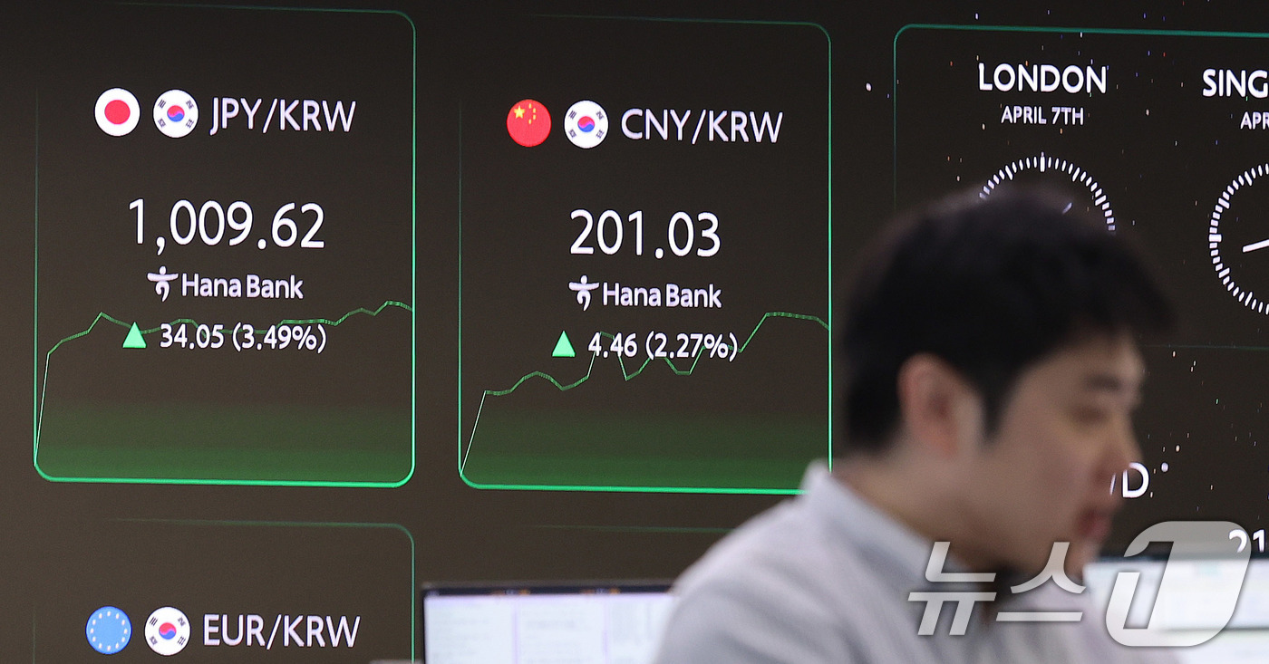 관세전쟁에 원화가치 급락…엔화 2년만에 1천원대 - 뉴스1