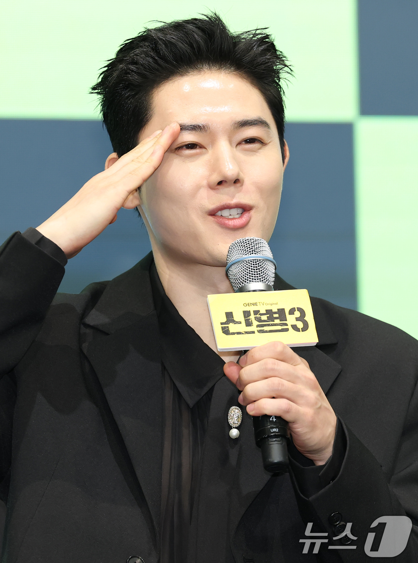 (서울=뉴스1) 권현진 기자 = 배우 김동준이 7일 서울 신도림동 디큐브시티 더 세인트에서 진행된 지니TV 오리지널 '신병3' 제작발표회에 참석해 인사말을 하고 있다.'신병3'는 …