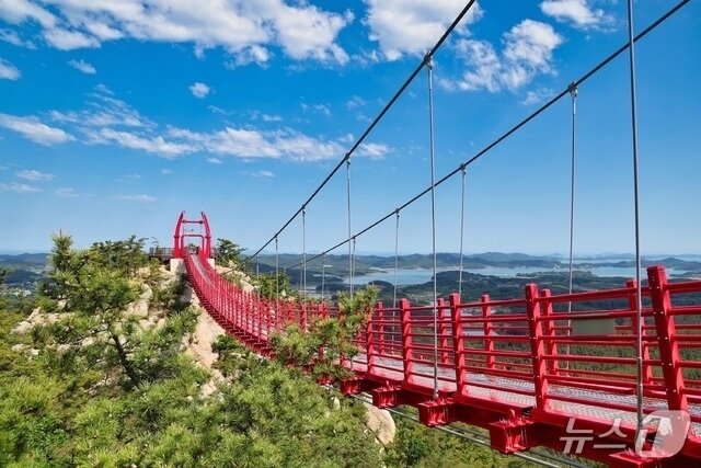 본문 이미지 - 충남도는 2025∼2026 충남 방문의 해를 맞아 특정 시군을 홍보하는 ‘이달의 충남’ 콘텐츠를 운영 중인 태안을 5월의 관광지로 태안을 선정했다. 사진은 백화산 구름다리. (충남도 제공. 재판매 및 DB 금지) 2025.5.1/뉴스1