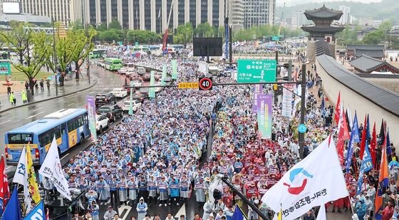 '한국노총 조합원들의 외침'