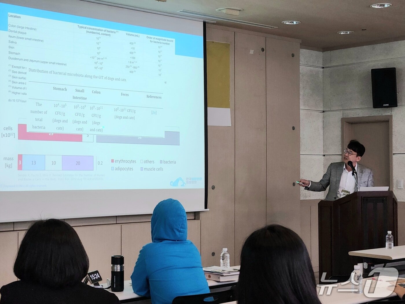 본문 이미지 - 정설령 한국반려동물영양연구소 대표가 반려묘 보호자 대상 세미나에서 &#39;유산균&#39;에 대해 강의하고 있다. ⓒ 뉴스1 한송아 기자