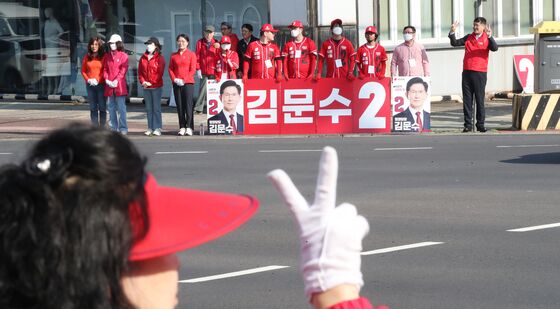 국민의힘 제주도당 출근길 김문수 지지 호소