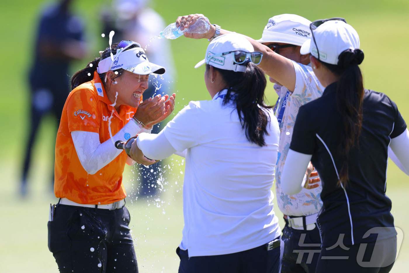 (저지시티 AFP=뉴스1) 우동명 기자 = 태국의 지노 티띠꾼이 11일(현지시간) 뉴저지주 저지시티의 리버티 내셔널 골프클럽에서 열린 LPGA 투어 미즈호 아메리카스 오픈서 시즌 …