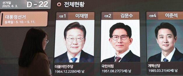 대선 카운트다운 본격화…전광판에 후보자 게시