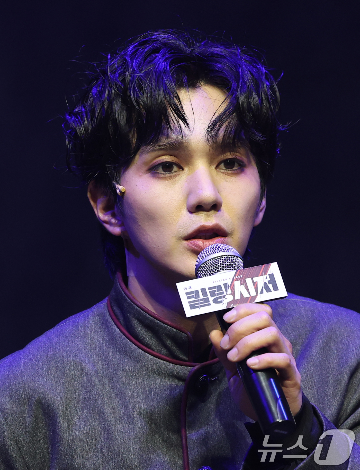 (서울=뉴스1) 권현진 기자 = 배우 유승호가 13일 서울 마포구 서강대학교 메리홀 대극장에서 열린 연극 ‘킬링시저’ 프레스콜에서 인사말을 하고 있다.윌리엄 셰익스피어의 명작 '줄 …
