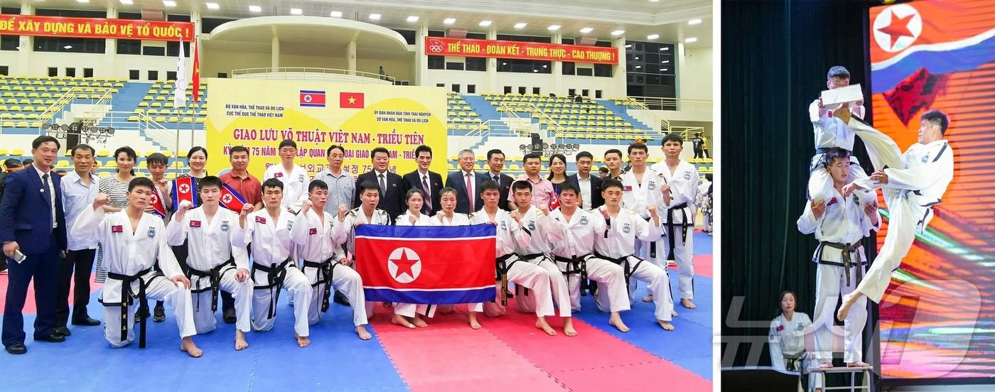 (평양 노동신문=뉴스1) = 북한 노동당 기관지 노동신문은 15일 베트남 정부의 요청에 따라 김명근 조선태권도위원회 위원장을 단장으로 하는 태권도시범단이 지난달 21일 하노이의 한 …