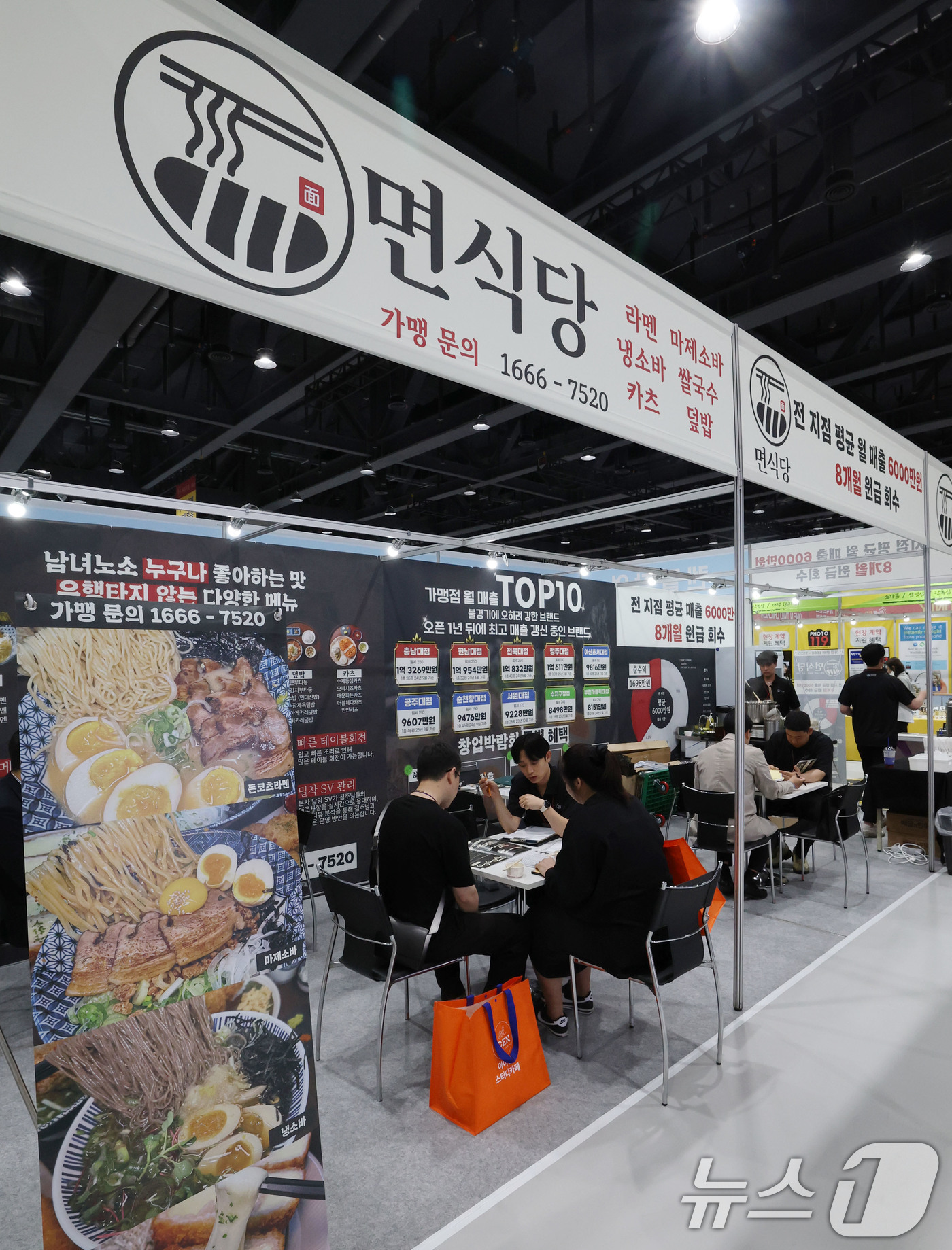 (서울=뉴스1) 박세연 기자 = 15일 서울 강서구 코엑스 마곡에서 열린 ‘제78회 프랜차이즈 창업박람회 2025’를 찾은 예비창업자들이 창업상담을 받고 있다.프랜차이즈 가맹본사와 …