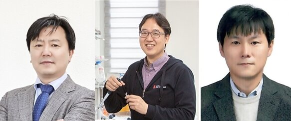 본문 이미지 - 왼쪽부터 최영기 IBS 신변종바이러스연구센터 연구센터장(교신저자), 구본경 IBS 유전체교정연구단장(교신저자), 김현준 IBS 신변종 바이러스 연구센터 선임연구원(제1저자)(과학기술정보통신부 제공)
