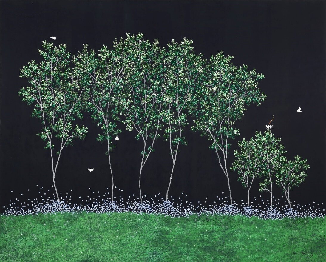 본문 이미지 - 이영지, 영원히 찬란할 순간 130.3X162 장지위에 분채, 2025 (선화랑 제공)