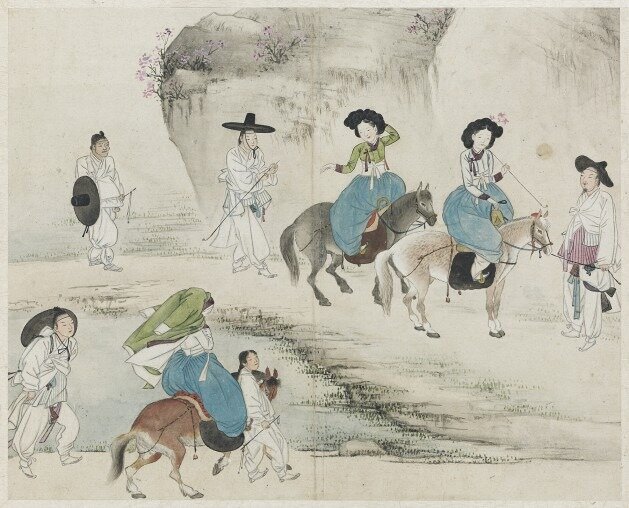 본문 이미지 - 신윤복 &lt;연소답청&gt; 젊은이들의 봄나들이 ⓒ간송미술문화재단 &#40;대구간송미술관 제공&#41;